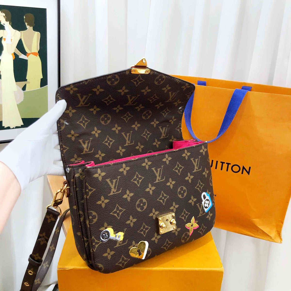Preloved Louis Vuitton Monogram Canvas Sticker Messenger Bag - Brown