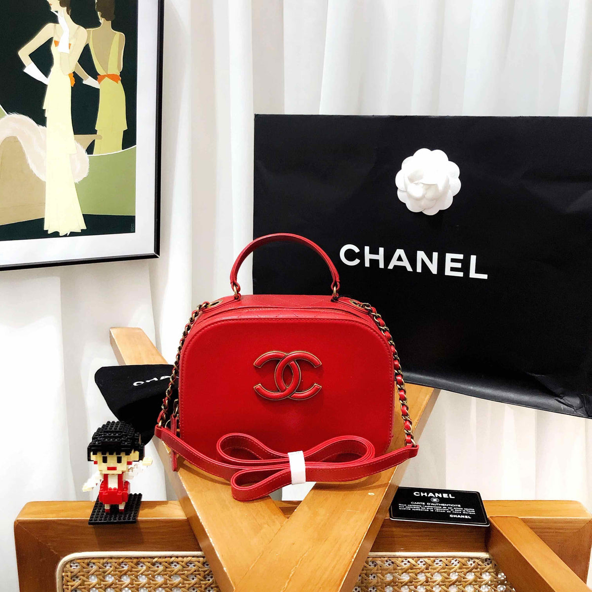 Chanel Red Leather Camera Bag -