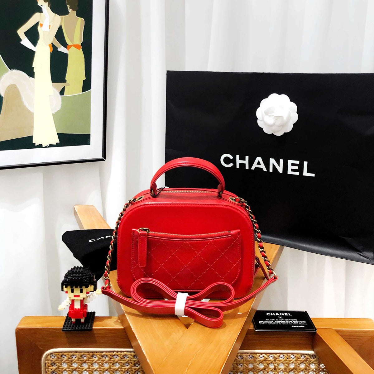 Chanel Red Leather Camera Bag -
