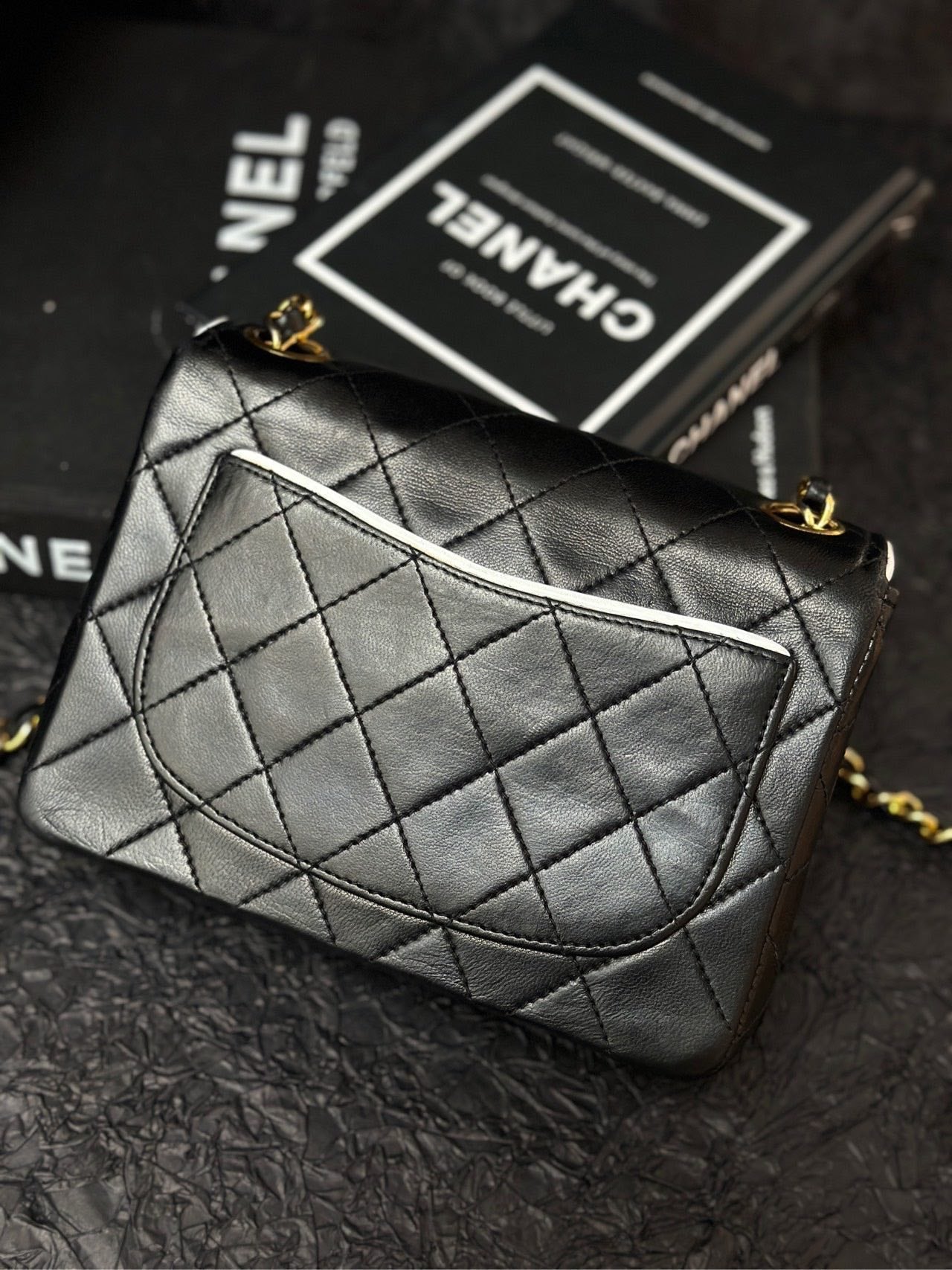 Chanel Vintage Classic Flap Mini Bag Black Leather Shoulder Bag