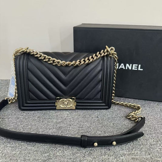 Chanel Leboy Medium Shoulder Bag Black Leather