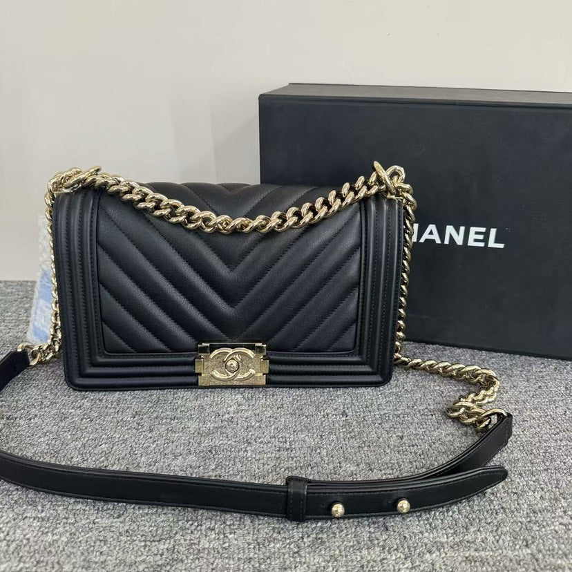 Chanel Leboy Medium Shoulder Bag Black Leather