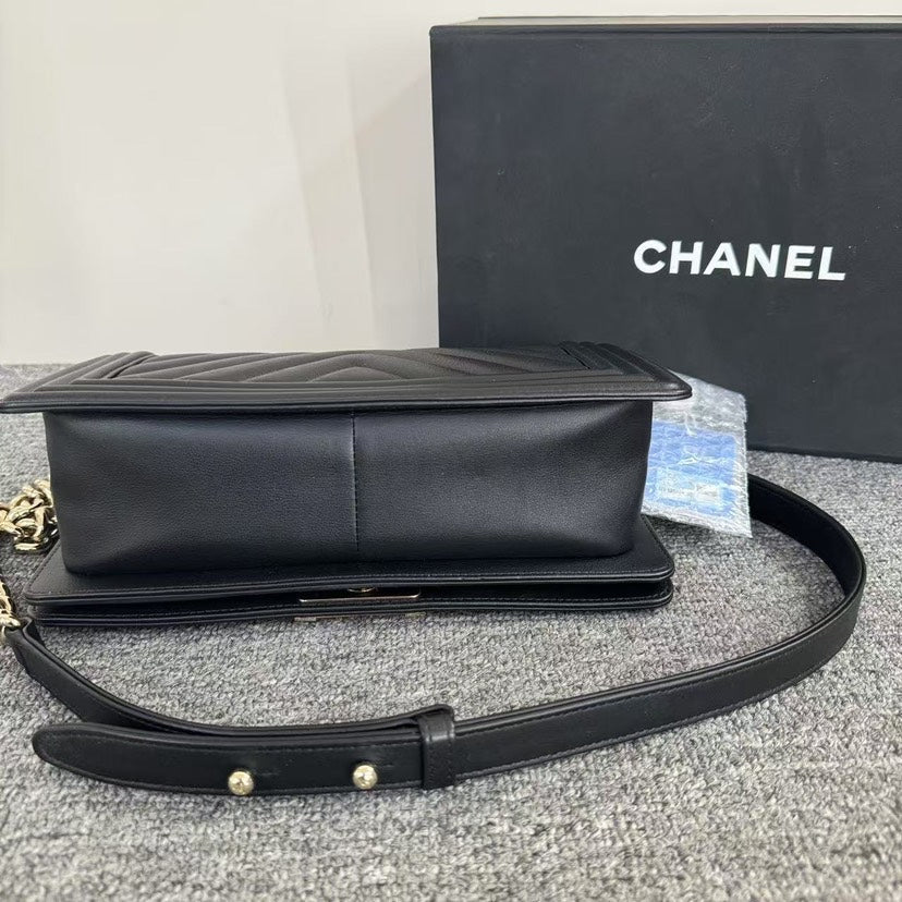 Chanel Leboy Medium Shoulder Bag Black Leather