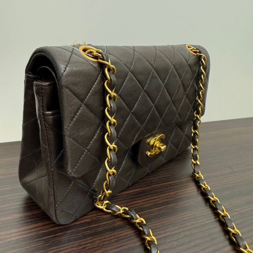 Chanel Lambskin Classic Double Flap Bag Black Shoulder Bag Small Series 3 1994-96 LB109183
