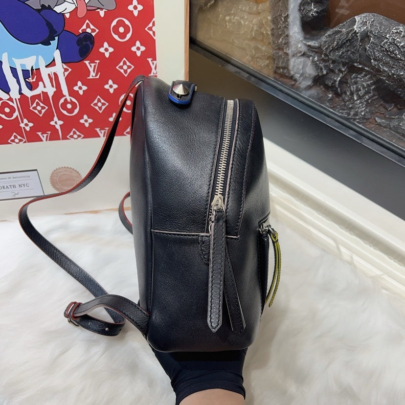 Preloved Fendi Embellished Black Leather Crossbody Bag