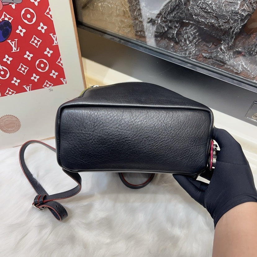 Preloved Fendi Embellished Black Leather Crossbody Bag