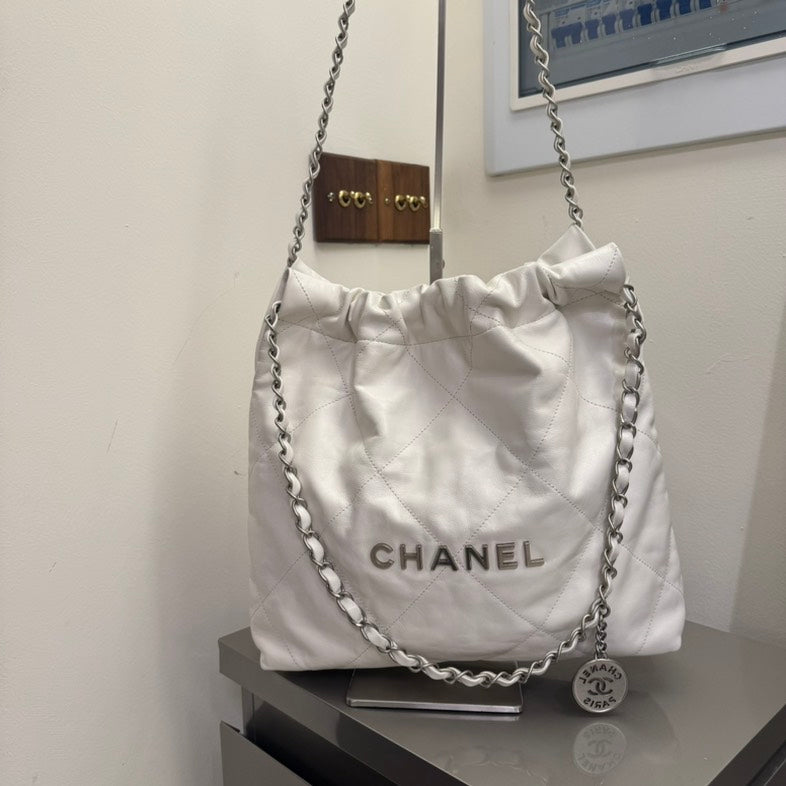 Chanel 22 Bag White Leather Shoulder Bag