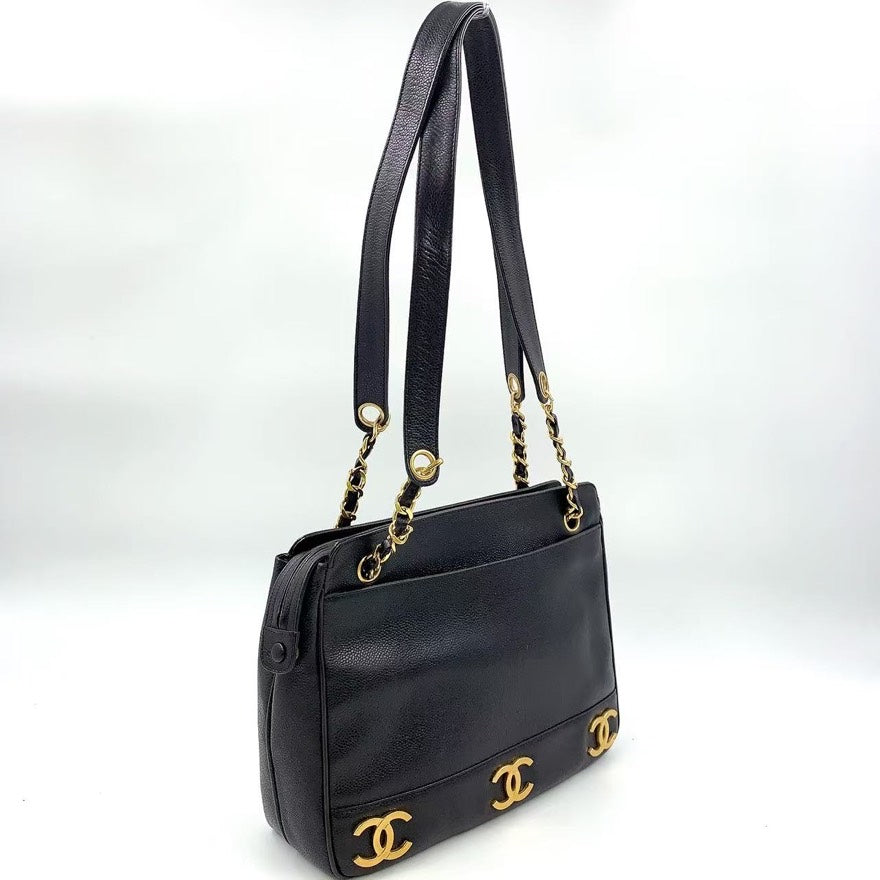 Vintage Chanel Caviar Leather Chain Tote Bag LB108824