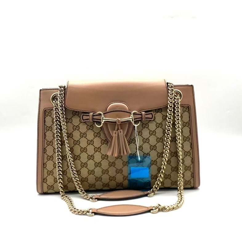 Gucci Emily Shoulder Bag Beige Canvas