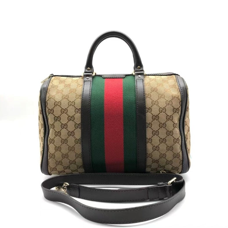 Gucci Beige GG Supreme Canvas Two-Way Boston Bag CC