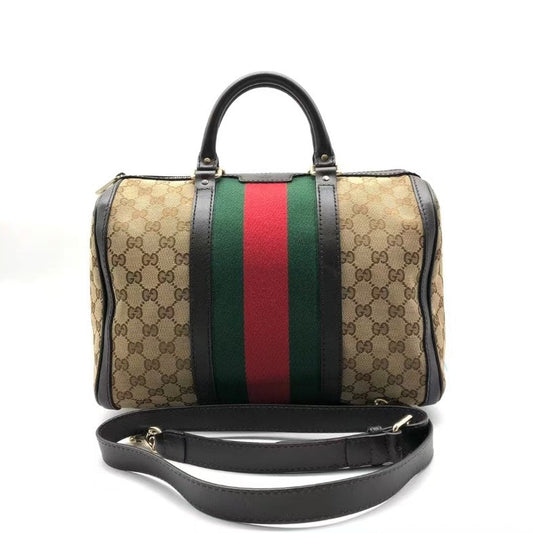 Gucci Beige GG Supreme Canvas Two-Way Boston Bag CC