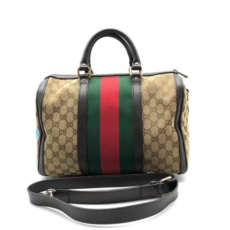 Gucci Beige GG Supreme Canvas Two-Way Boston Bag CC
