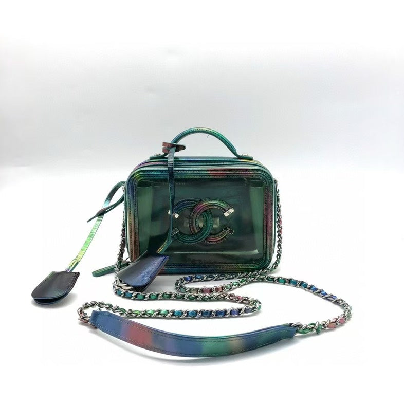 Chanel CY1286 Vanity Case Rainbow Leather Handle Bag