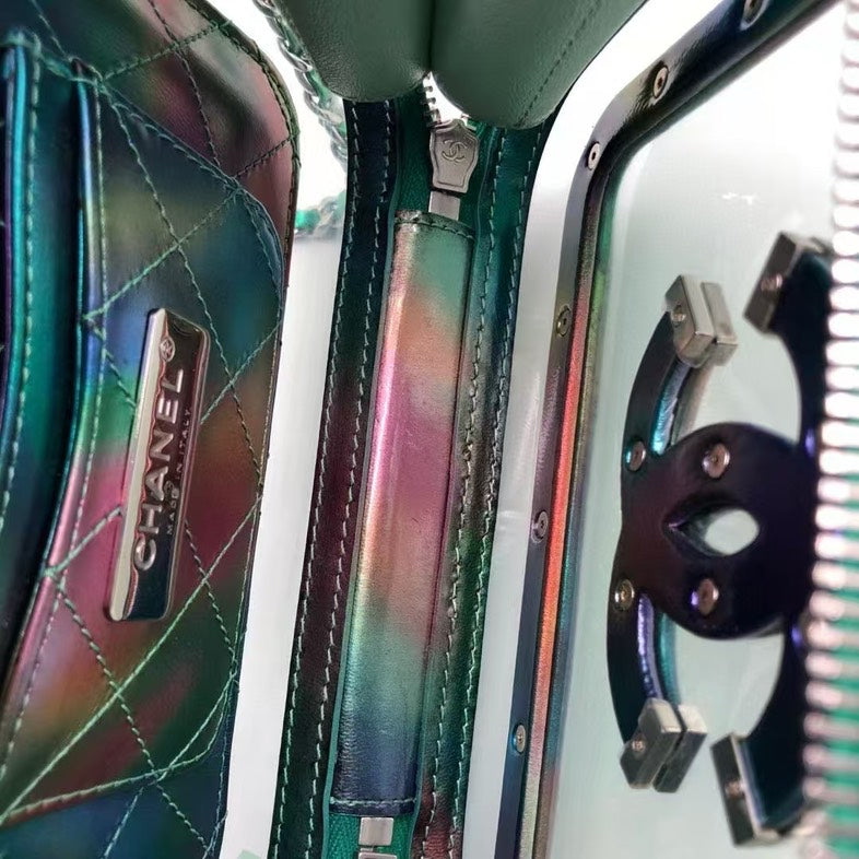 Chanel CY1286 Vanity Case Rainbow Leather Handle Bag