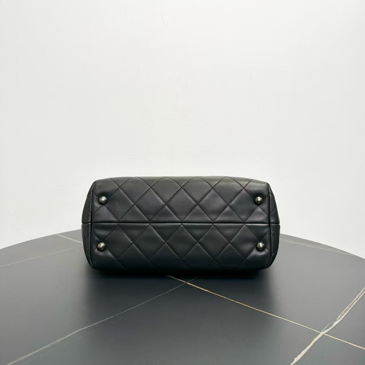 Chanel Quilted Tote Bag Black Leather Large