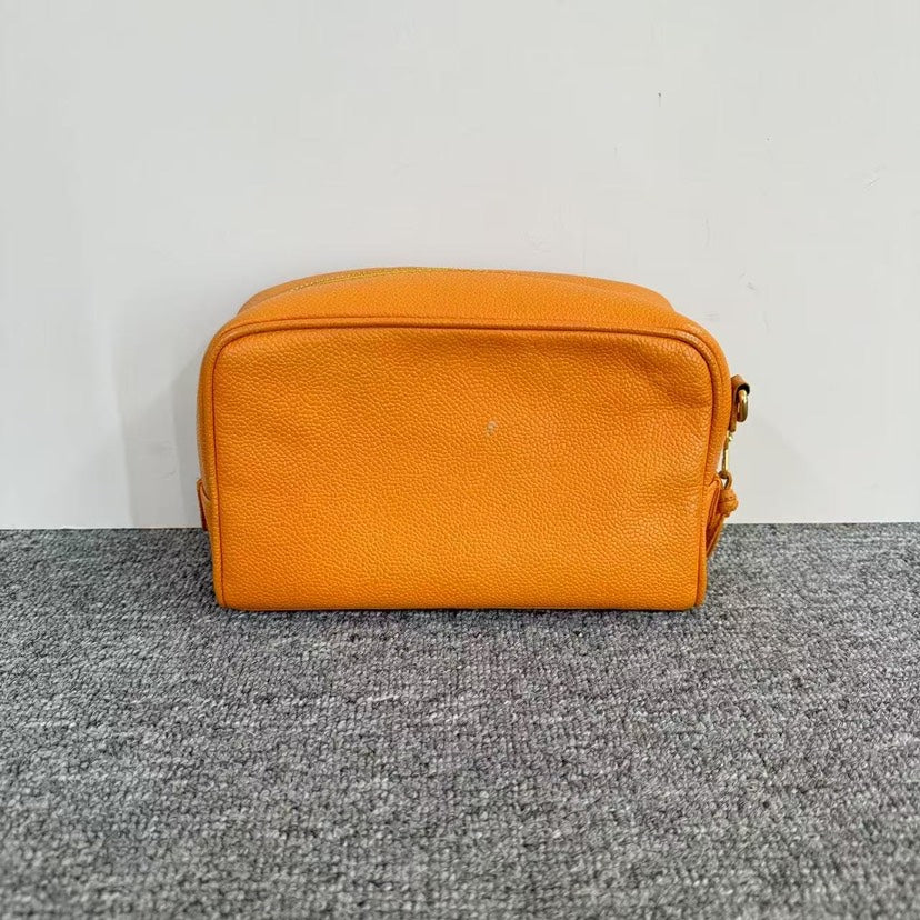 Chanel Orange Leather Clutch -  Chanel Timeless Classic in Tangerine
