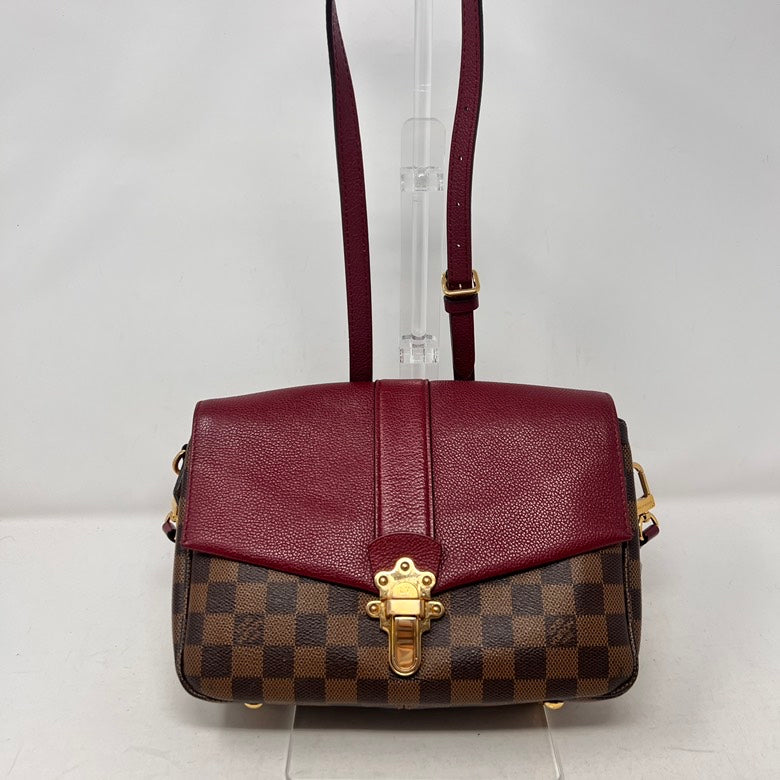 Preloved Louis Vuitton Damier Ebene Leather Crossbody Bag AF521 - Burgundy