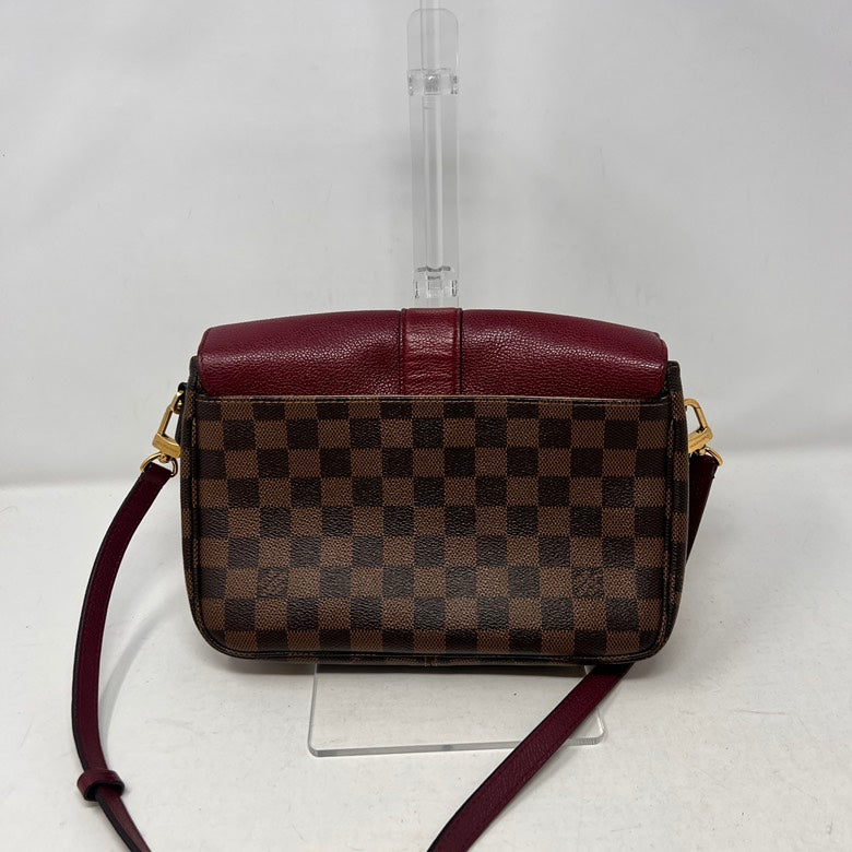 Preloved Louis Vuitton Damier Ebene Leather Crossbody Bag AF521 - Burgundy