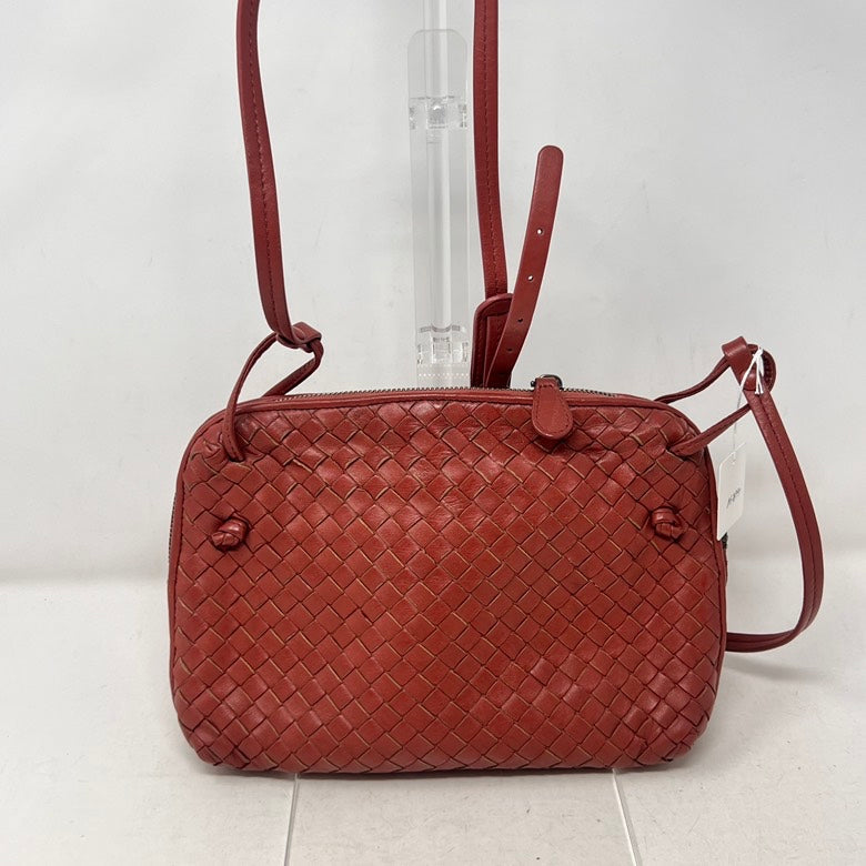 Preloved Bottega Veneta Intrecciato Red Leather Small Crossbody Bag AF394
