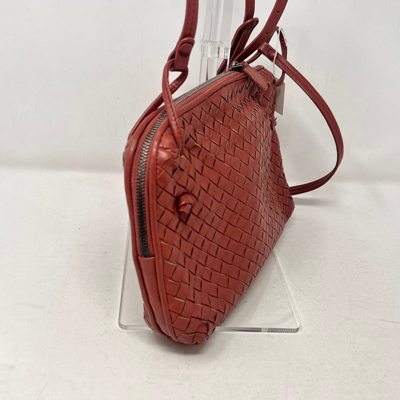 Preloved Bottega Veneta Intrecciato Red Leather Small Crossbody Bag AF394