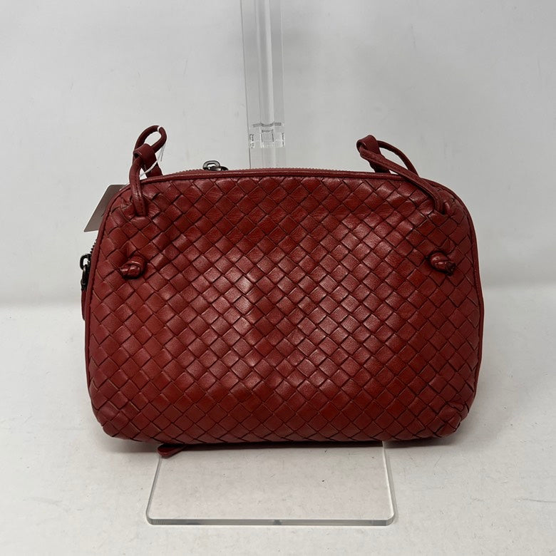 Preloved Bottega Veneta Intrecciato Red Leather Small Crossbody Bag AF394