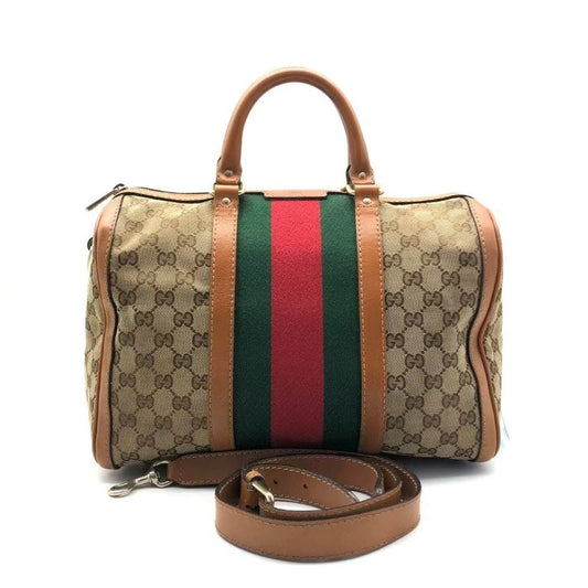 Gucci Boston Bag zz Beige Canvas Two-Way