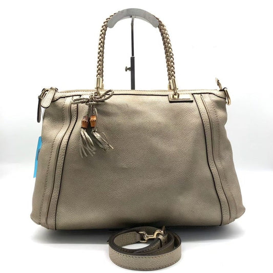Gucci Two-Way Satchel Bag Tan lyw - Vintage Designer Shoulder Bag