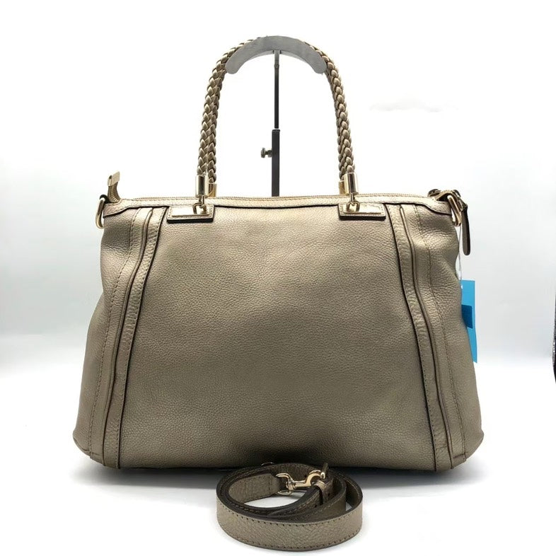 Gucci Two-Way Satchel Bag Tan lyw - Vintage Designer Shoulder Bag