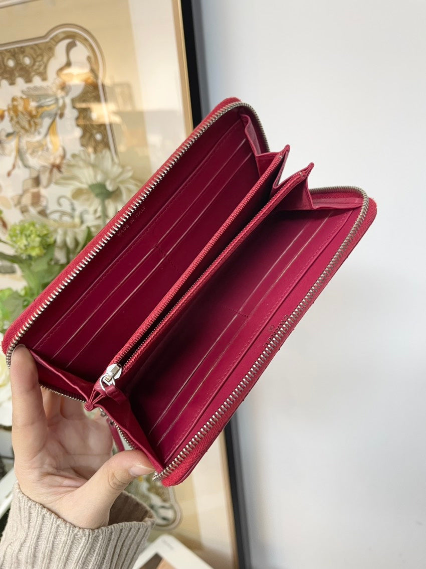 Chanel Red Quilted Wallet with Zipper #5A