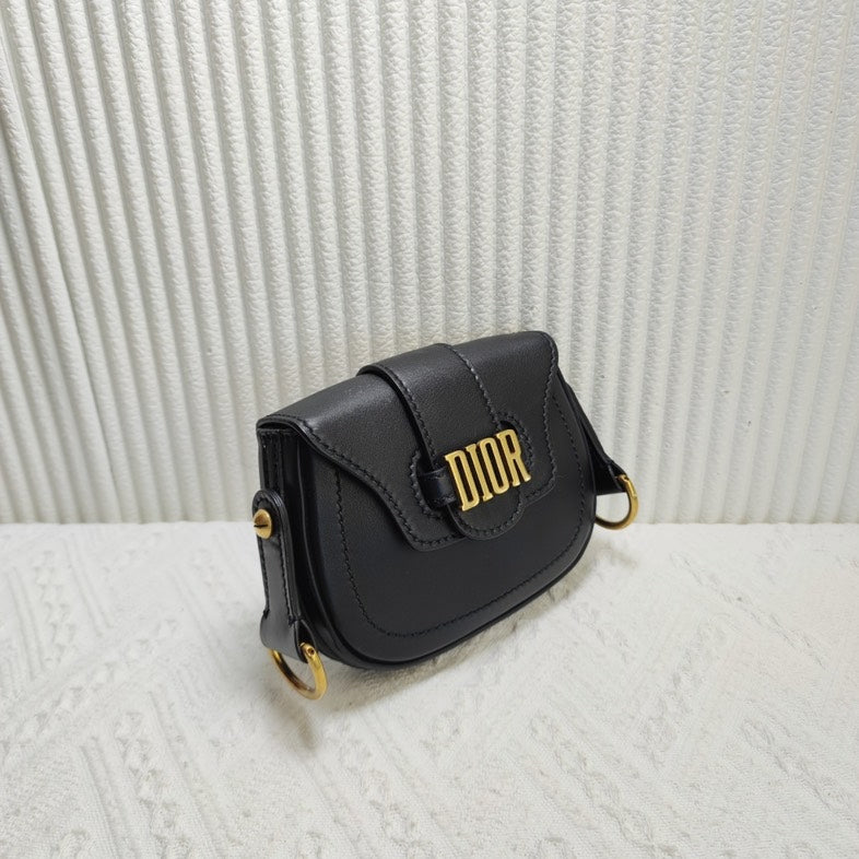 Preloved Dior Saddle Bag Black Leather Crossbody Bag 12020683