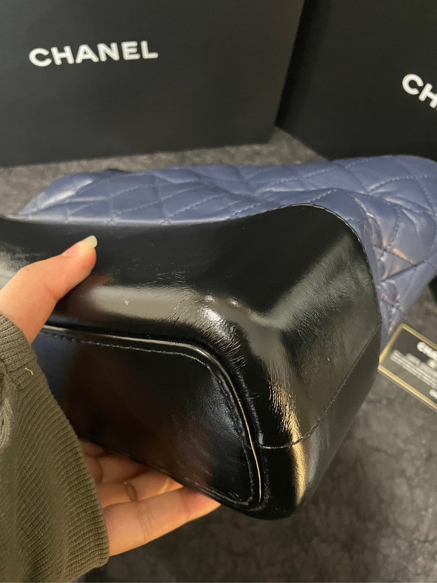 Chanel Gabrielle M Size Black Quilted Leather Shoulder Bag with Card