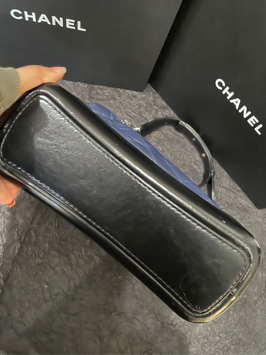 Chanel Gabrielle M Size Black Quilted Leather Shoulder Bag with Card