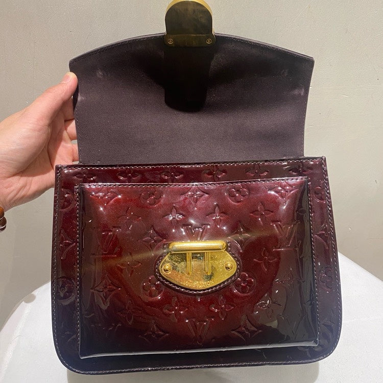 Louis Vuitton Preloved Patent Leather Cherry Top Handle Bag