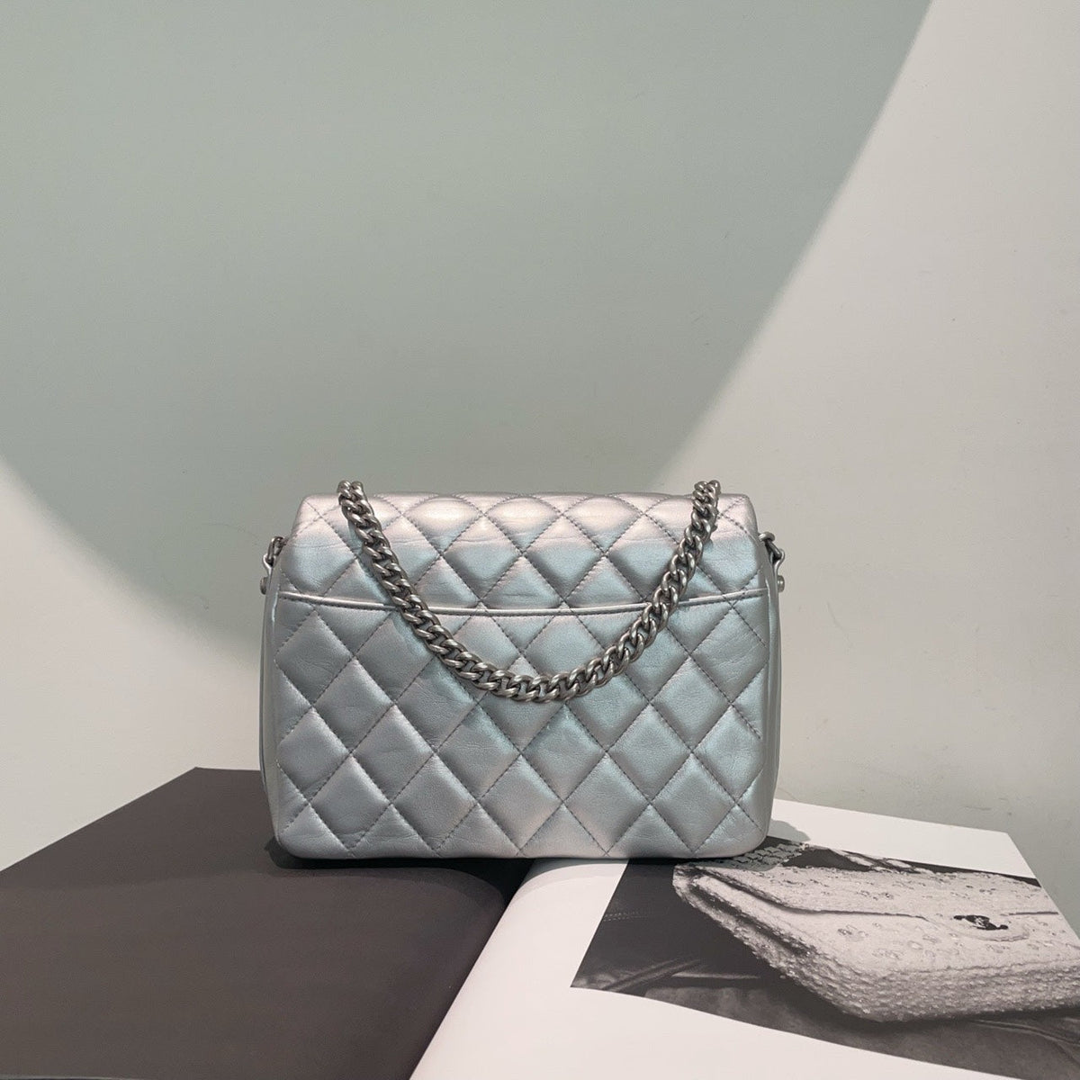 Chanel Metallic Lambskin Quilted Mini Flap Bag - Silver Mini Bag