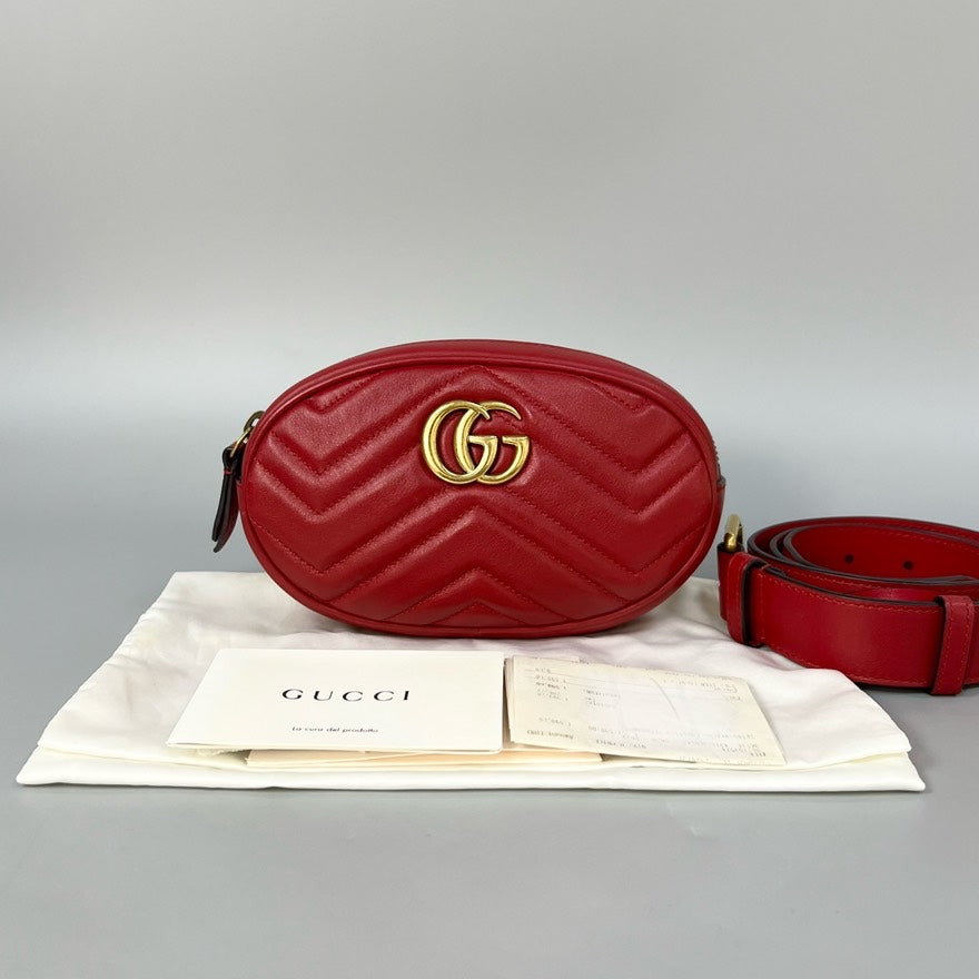 Gucci Red GG Marmont Belt Bag XJ