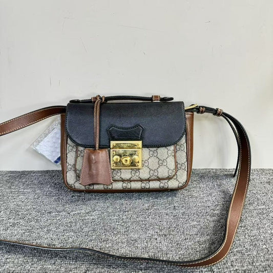 Preloved Gucci Padlock GG Supreme Brown Leather Crossbody Bag