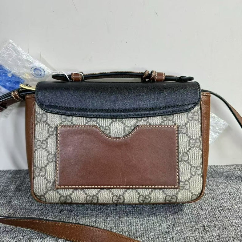Preloved Gucci Padlock GG Supreme Brown Leather Crossbody Bag