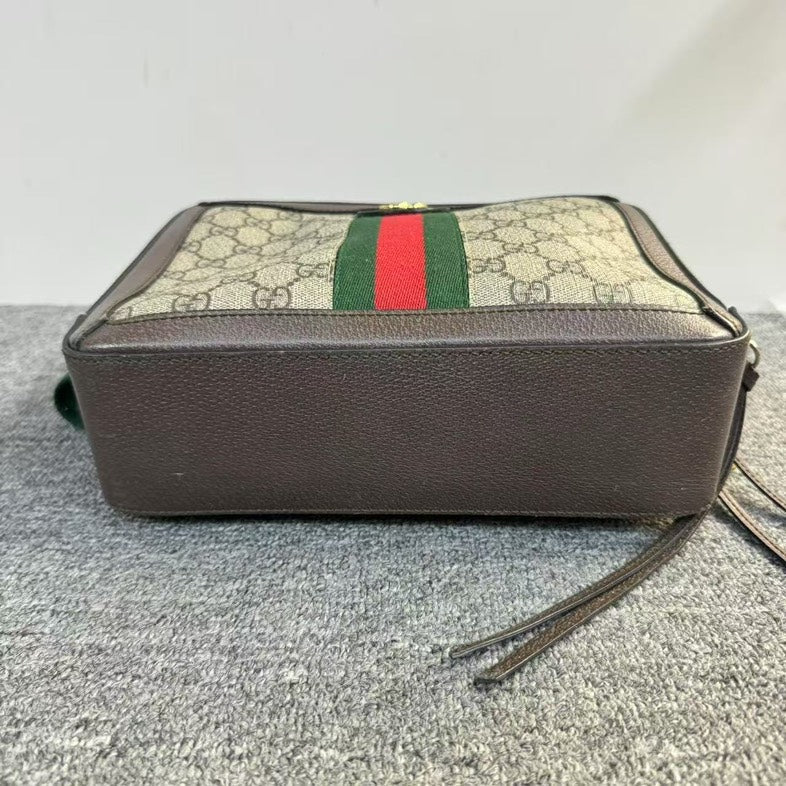 Preloved Gucci GG Supreme Box Bag Beige & Ebony Canvas Crossbody