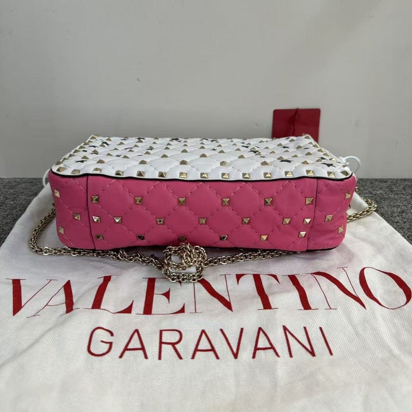 Valentino Rockstud Bag in White & Pink Leather Crossbody
