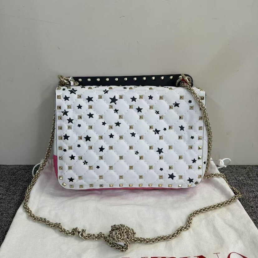 Valentino Rockstud Bag in White & Pink Leather Crossbody