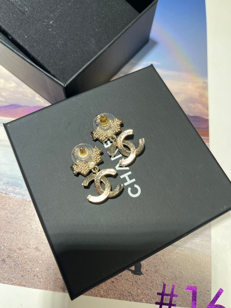 Chanel Crystal Gold Earrings