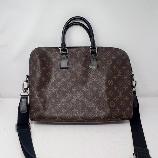 LV Monogram Macassar Porte-Documents Jour Brown Shoulder Bag AF568