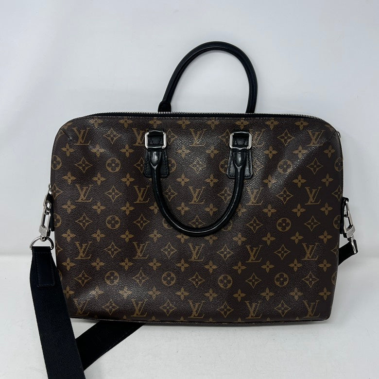LV Monogram Macassar Porte-Documents Jour Brown Shoulder Bag AF568