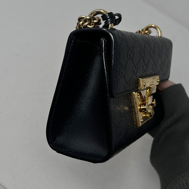 Gucci GG Marmont Leather Chain Black Shoulder Bag AF