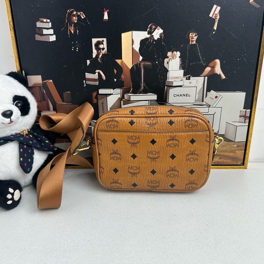 MCM  Tiger Print Cognac Crossbody Bag - Vintage Design with Iconic Logo