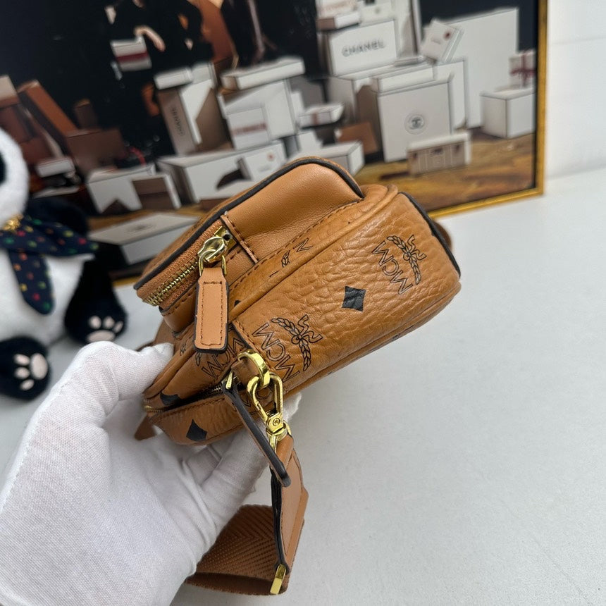 MCM  Tiger Print Cognac Crossbody Bag - Vintage Design with Iconic Logo