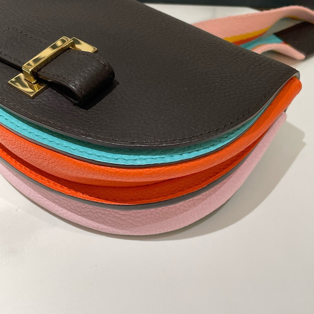 Preloved Delvaux Mutin Saddle Bag Mini Black Leather Crossbody Bag #13702