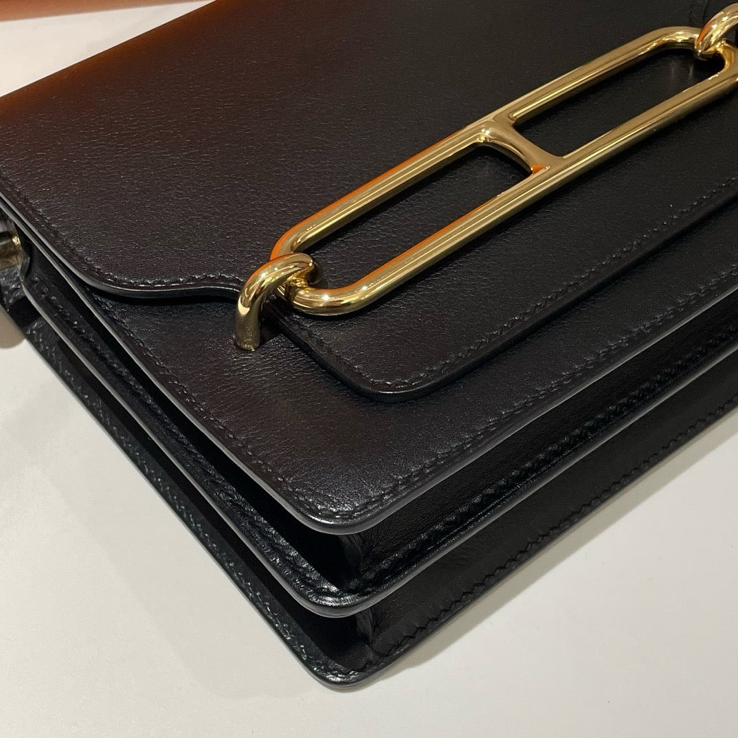 Preloved Hermes Roulis Mini Evergrain Leather Black Crossbody Bag (2019) #13556