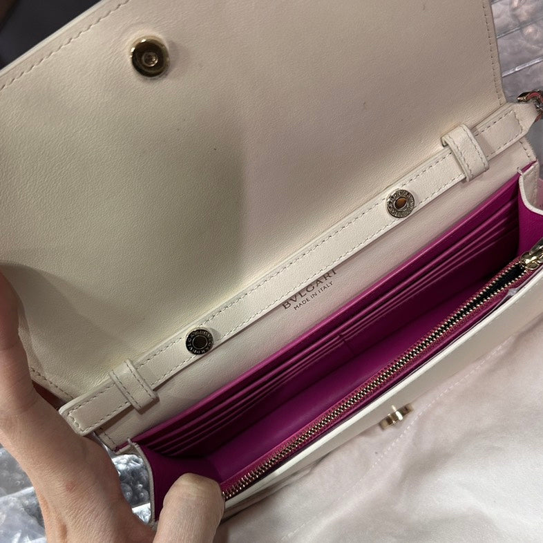 Bvlgari Embossed Beige Leather Crossbody Bag