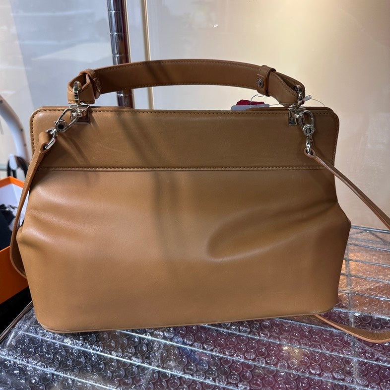 Bvlgari 2ways Leather Tan Crossbody Bag Medium